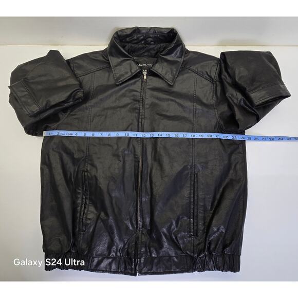 Gianni Collani Black Leather Insulated Bomber Jacket Quilted Lining Men's L - Picture 4 of 7
